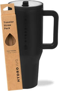 HydroJug Black 32oz Water Bottle - Durable Design with Replacement Straws Included