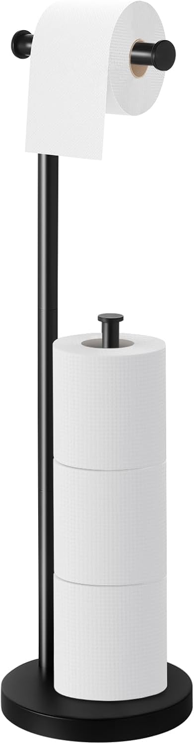 Regine Switzerland Toilet Paper Holder Stand - Rustproof Free Standing Design with Large Reserve Capacity