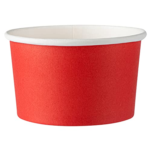 Coppetta 5-Ounce Dessert Cups, 200 Disposable Ice Cream Cups - Lids Sold Separately, Sturdy, Red Paper Frozen Yogurt Bowls, For Hot And Cold Foods, Perfect For Gelato Or Mousse - Restaurantware