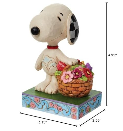 Enesco Peanuts by Jim Shore Snoopy with a Basket of Tulips Figurine, 4.92 Inch, Multicolor
