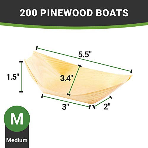 Restaurantware-5.5 x 3.5 Inch Food Trays, 200 Disposable Paper Food Trays- Heavy-Duty, Durable, Medium Paper Boats, For Snacks, Appetizers, Or Treats, Use At Parties Or Carnivals