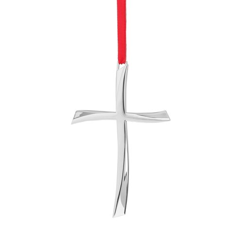 Nambé Holiday Nouveau Cross Ornament – Silver-Plated Religious Tree Decoration, Elegant Hanging Symbol of Faith for Christmas Display, Collectible Keepsake Gift for Seasonal Home Décor