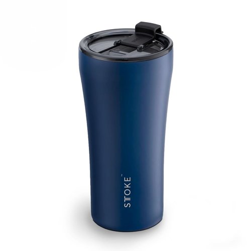 Sttoke Leakproof Ceramic Reusable Coffee Cup 16 oz - Magnetic Blue, 6.96 inch Height