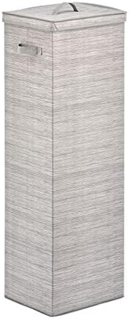 mDesign Gift-Wrapping Paper Storage Box - Tall Organizer with Handles, Removable Lid, Stripe Taupe/Tan