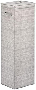mDesign Gift-Wrapping Paper Storage Box - Tall Organizer with Handles, Removable Lid, Stripe Taupe/Tan