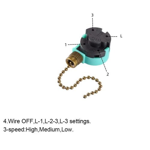 Ceiling Fan Switch 3 Speed 4 Wire Zing Ear ZE-268S6 Pull Chain Switch Control Replacement 3 Speed Control Switch Ceiling Fans, Wall Lamps, Cabinet Light 2Pack(Bronze)