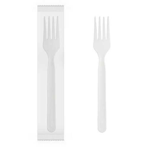 GreenWorks 500 Count 7" Series Heavy-duty Compostable Forks, BPI Certified Individually Wrapped Forks With Compostable Wrapper，Alternative to Plastic Forks