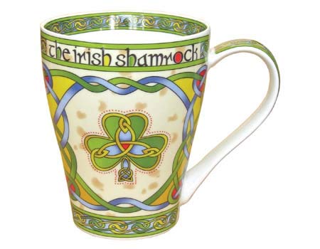 Royal Tara Set of Irish Shamrock Cup 1 Shamrock Porcelain Teapot Tea Bag Holder - Irish Tea Pot Celtic Knot Tea Kettle with Removable Lid (Teapot 2Mugs and Tea Bag Holder)