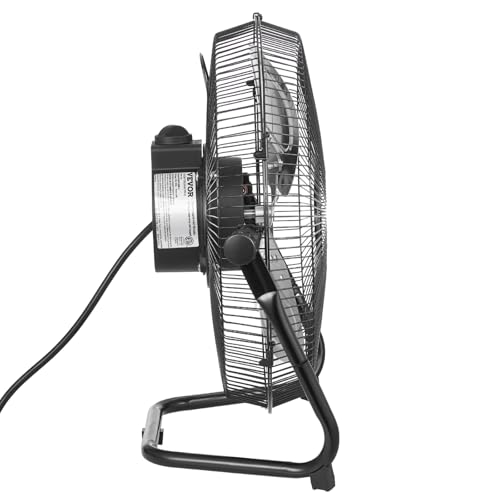 VEVOR Floor Fan, 3 Speeds High Velocity Heavy Duty 14 Inch Industrial Fan, 2560 CFM 360° Adjustable Tilt 19.69 ft/sec Airflow Large Metal Fan, for Home, Gym, Office, Garage, Commercial Shop & Bedroom