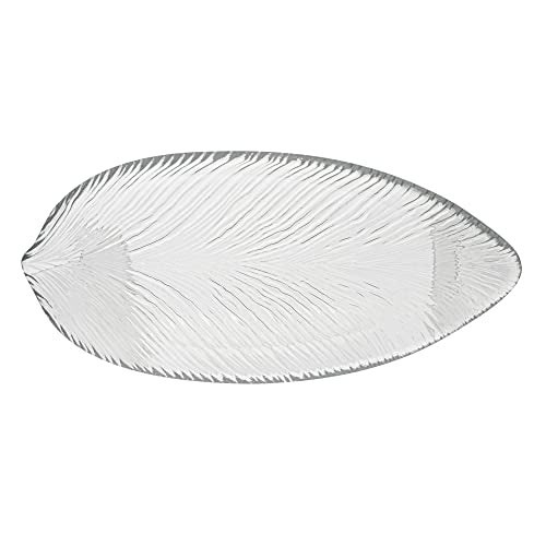Restaurantware Vetri 11.8 x 5.5 Inch Glass Serving Dishes 6 Durable Unique Serving Dishes - Leaf Design Dishwashable Clear Glass Dinnerware For Hot Or Cold Foods