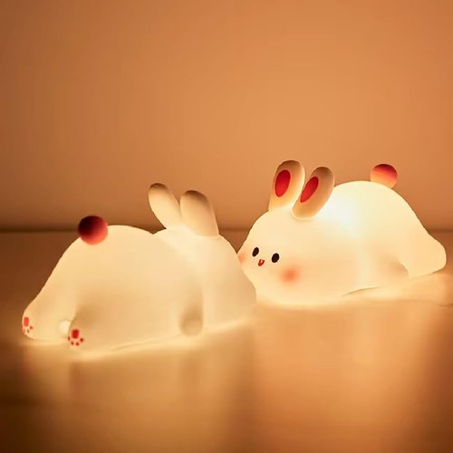 Big Face Rabbit LED Night Light – Kids Friendly, Dimmable, Rechargeable, Decorative, Animal – Themed Night Light for Children's Room, Nursery or Playroom