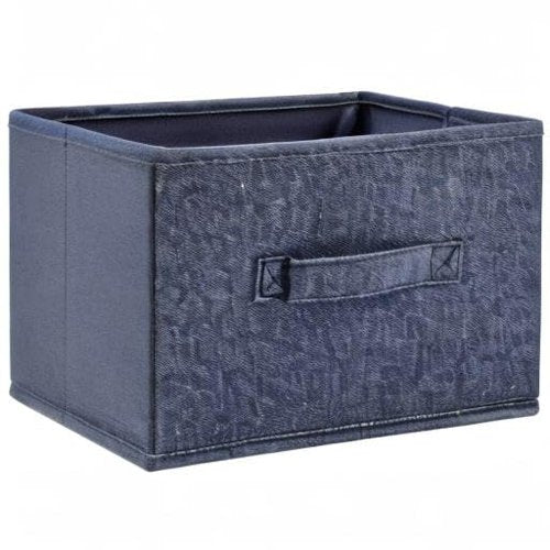 Collapsible Cotton Blend Cube Storage Drawer with Handle, Set of 2, Denim