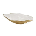 Pampa Bay Porcelain Large Oyster Bowl, 13.25 x 8.25 Inch, White/Gold Tone, Oven and Dishwasher Safe