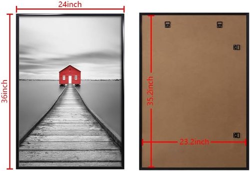 ELSKER&HOME Black Poster Frame 3-Pack - Sturdy 24x36 Picture Frames for Horizontal or Vertical Mounting
