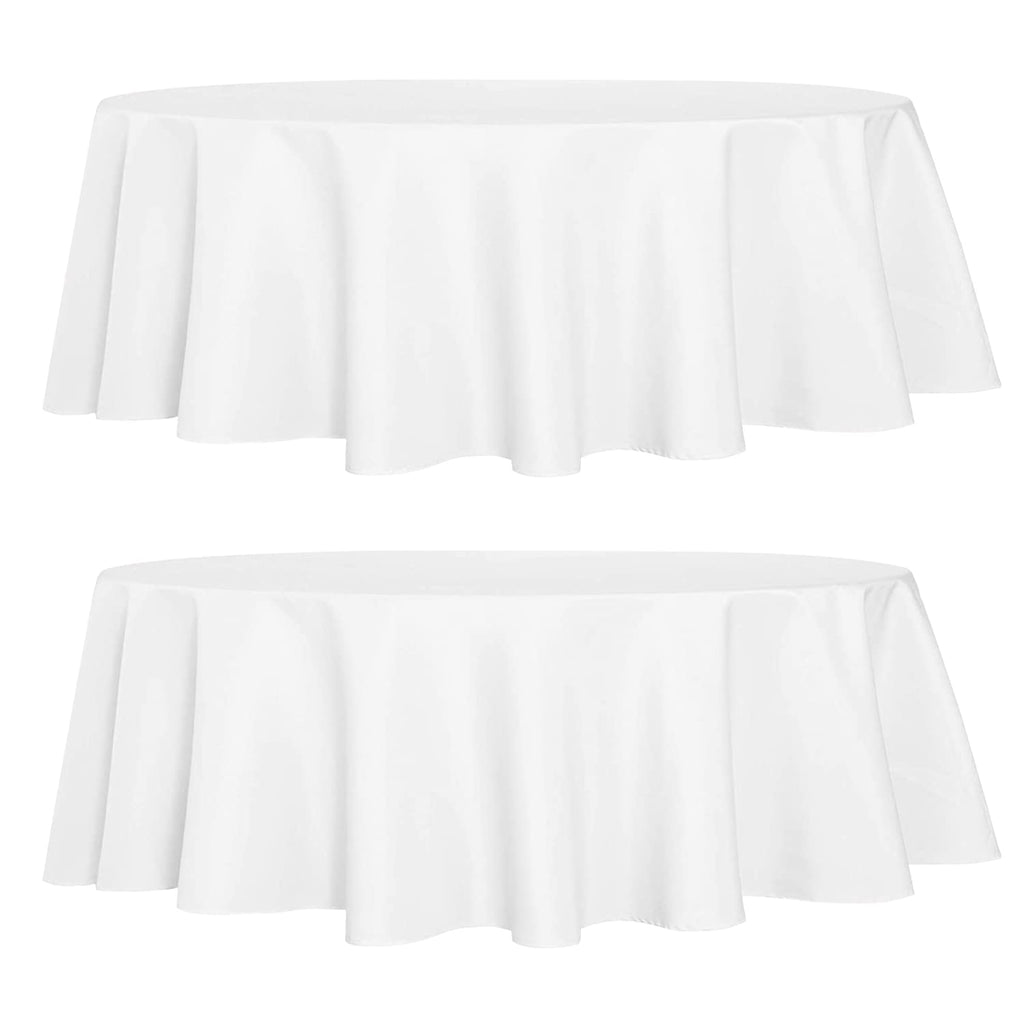sancua 2 Pack Round Tablecloth 70 Inch White, Stain and Wrinkle Resistant Table Cloth - Washable Polyester Table Cover for Dining Tables, Buffet Parties and Camping