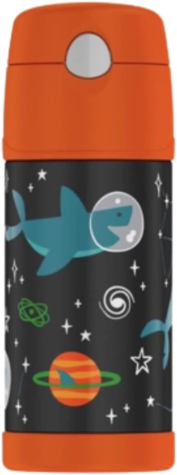 THERMOS FUNTAINER F4101 Stainless Steel Kids Bottle - 12 Ounce, Space Shark Design