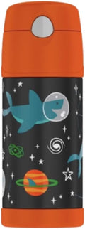 THERMOS FUNTAINER F4101 Stainless Steel Kids Bottle - 12 Ounce, Space Shark Design