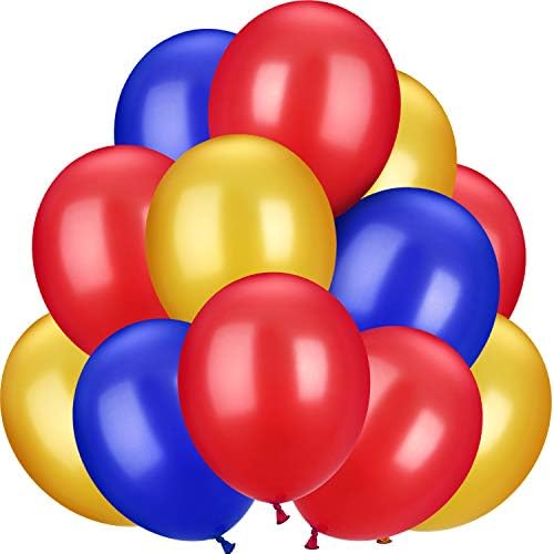 TecUnite 100 Pcs Colorful Latex Balloons - 13 Inch Red, Blue, Yellow for Graduation, Wedding, and Birthday Celebrations