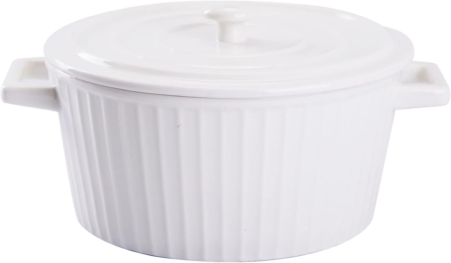 WHJY Ceramic Casserole Dish - Colorful White 1 Quart Bakeware with Lid for Oven Cooking