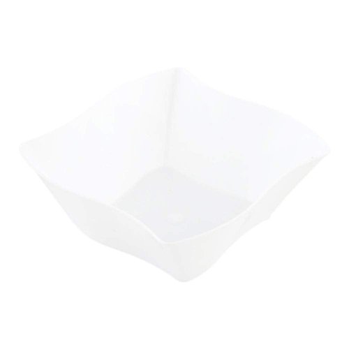Restaurantware 3.3 x 3.3 x 1.4 Inch Dessert Plates 100 Small Cocktail Plates - Square Wavy Edges White Plastic Disposable Appetizer Plates Holds Entrees For Wedding Or Birthday Parties