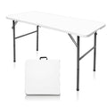 Luonty 4ft Folding Table - Heavy Duty with Handle Portable Plastic Foldable Table for Indoor/Outdoor Events, Camping, Parties, and More – Sturdy Steel Legs, Compact & Easy to Store (4 FT)