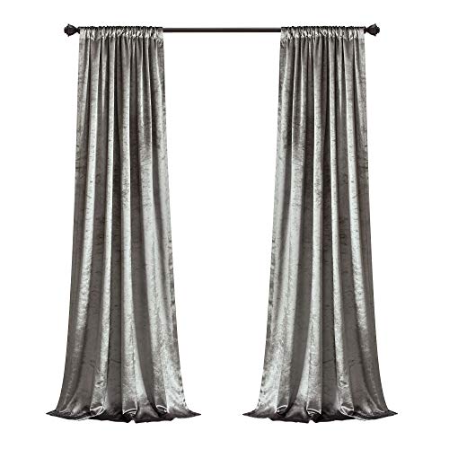 Lush Decor Velvet Dream Curtains | Solid Color Luxury Shimmery Window Curtain Panel Set (Pair), 84” x 40”, Silver