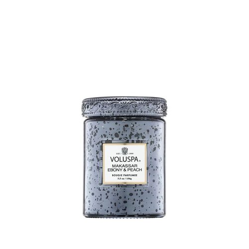 Voluspa Makassar Ebony & Peach, Small Candle Jar, 5.5 oz, 50 Hour Burn Time, Coconut Wax for Clean Burning, Handcrafted in The USA