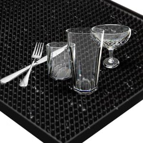 4 Pack Bar Mat, Dish Drying Mat, Large 31.5in x 12in Rubber Thick Durable Service Bar Mat for Home Kitchen Countertop Mat, Espresso Coffee Bar Mat, Black