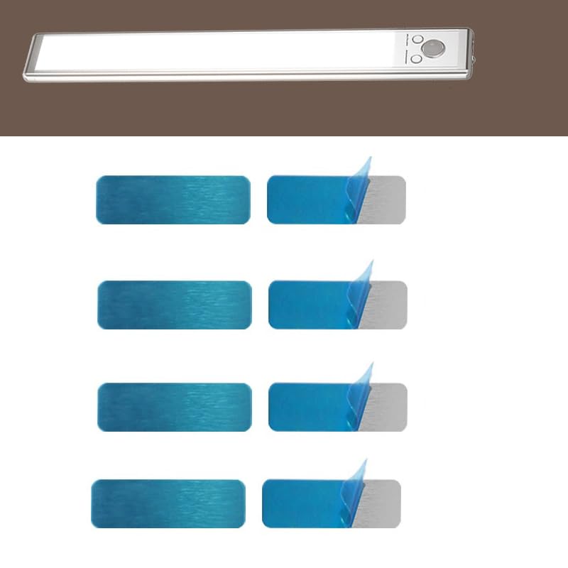 RecDec 10 Pack Under Cabinet Lights Mount Metal Plates Adhesive Backing Sticky Iron Strips Sticker for Magnetic Under Cabinet Lighting Rechargeable Motion Sensor Lights Wireless Under Counter Light