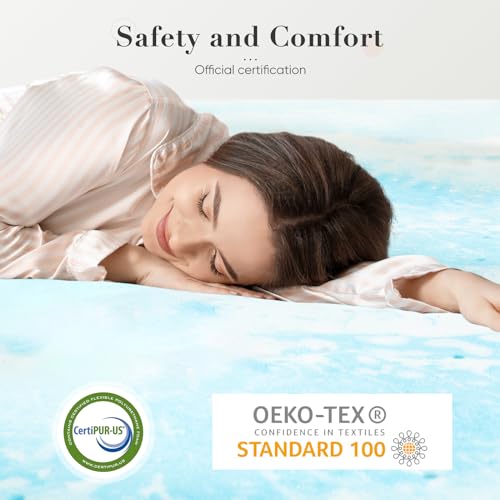 DUMOS Mattress Toppers Memory Foam Queen Size, 3 Inch Thick Bed Topper Pad Cooling Gel Infused Soft Comfy Padding Breathable for Sleeper Sofa Couch RV Camper, CertiPUR-US Certified, Blue