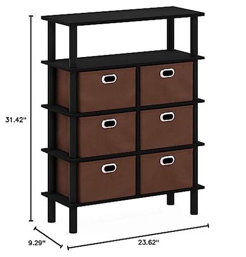 FURINNO Frans Turn-N-Tube Console Table, Black Oak/Black/Brown