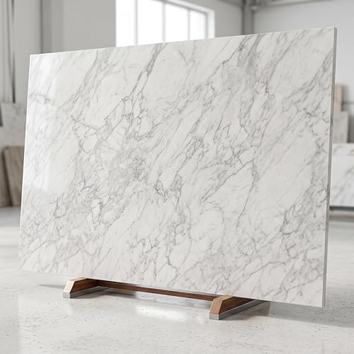 YKAJO 11.6" x 5.9" Oval Real Marble Tray for Bathroom & Kitchen Counter — 100% Natural Stone Decorative Vanity Tray for Dresser & Perfume — Heavy Catchall Organizer for Soap & Jewelry, White Gray