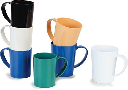 Carlisle FoodService Products Mug Plastic Coffee Mug with Large Handle for Buffets, Home, and Restaurant, Tritan, 12 Ounces, White, (Pack of 12)