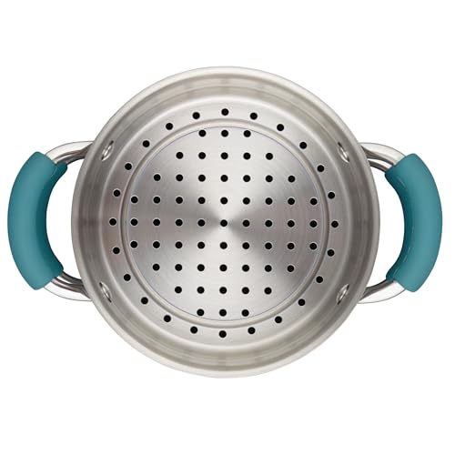 Rachael Ray Cucina Hard Porcelain Enamel Nonstick Multi-Pot / Steamer Set, 3-Quart, Agave Blue - 16799