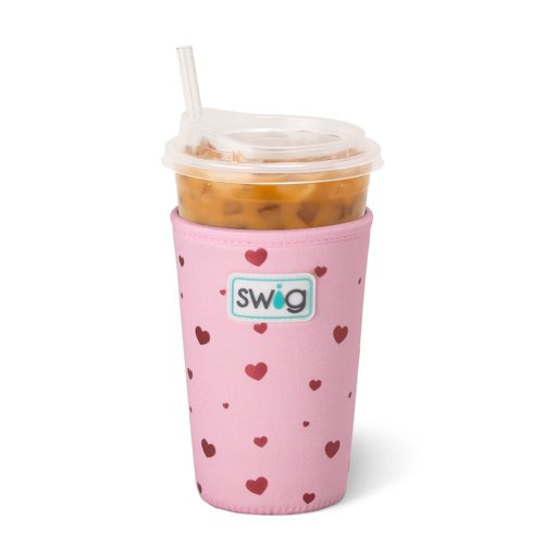 Swig Life Medium Iced Cup Coolie, Standard 22oz Iced Coffee Cup Insulator Sleeve with Handle, Neoprene Insulated Coolie Keeps Drinks Cold (Sweethearts)