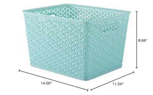Whitmor Resin Form Tote Large, Turquoise