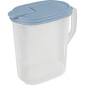 Sterilite Plastic Pitcher Water Jug Drink Dispenser Blue Atoll Lid and Tab with Clear Base and Comfort Grip Handle for Kitchen and Home, Washed Blue
