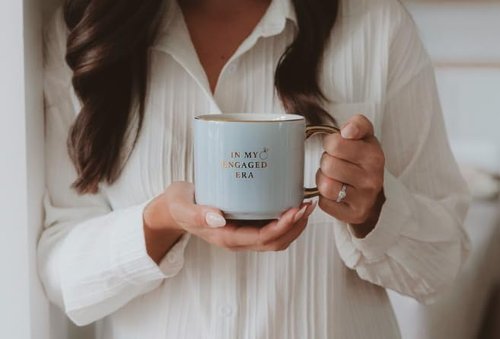 Sweet Water Decor In My Engaged Era Mug, 14oz Fine Bone China Cup for Tea & Coffee, Gold Handle & Rim, Engagement Gift for Fiancee & Bride-to-be, Bridal Shower Decoration and Gift for Future Wife