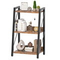 HOOBRO Ladder Shelf, 3-Tier Bookshelf, Corner Bookcase, Freestanding Storage Shelf Display Organizer, for Living Room, Bedroom, Home Office, Kitchen, Rustic Brown and Black BF303CJ01