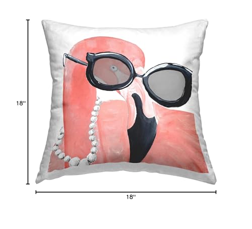 Stupell Industries Glam Fashion Pink Flamingo Sunglasses Pearls Bird Design by Gina Ritter