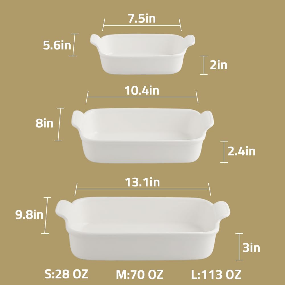 Sweejar Baking Pans Set - Durable Ceramic 9x13 Baking Dish with Handle | 3-Piece Casserole Bakeware Set in Turquoise