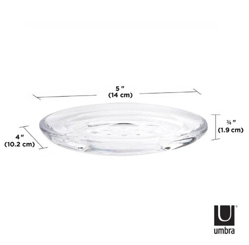 Umbra Droplet Acrylic Soap Dish Container For Bathroom - Acrylic Soap Bar Holder For Bath Sink - Nicely Fits Into Amenity Tray and Holds the Soap Bar Preventing It From Dirt and Ensures Zero Waste