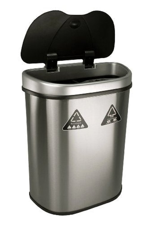 Ninestars DZT-70-11R Automatic Touchless Motion Sensor Semi-Round Trash Can/Recycler, 18.5 Gal. 70 L., Stainless Steel
