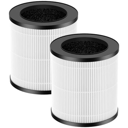 2 Pack KJ067L Air Filter Replacements Compatible with MOOKA KJ067L Air Purifier for Bedroom Home, 3-in-1 High-Efficiency Filtration for Wildfire Pet Dander Smoke Odor Dust