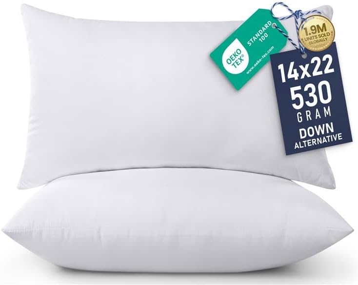 Utopia Bedding Pillow Inserts 14x22 - Set of 2 White Decorative Cushions for Bed & Sofa - Soft & Fluffy