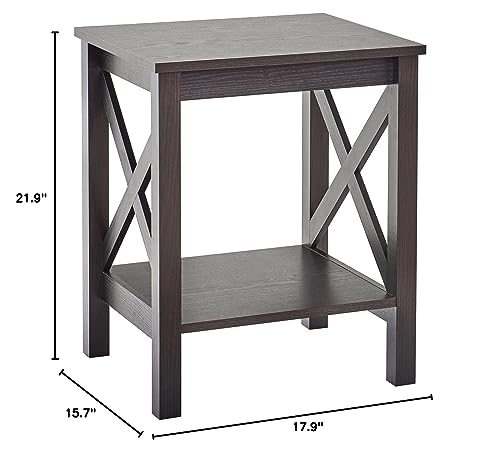 ClosetMaid 3905 X-Frame Design Side or End Table with Shelf, Black Walnut Wood