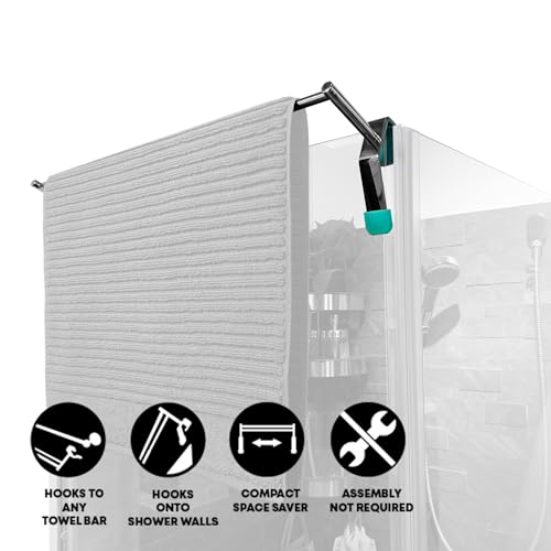 Bathroom Towel Rack Extender, The Magic Bar, Doubles Your Towel Space Fits Almost Any Towel Bar or Shower Walls, No Tools Required, Expands from 14.5 to 25.5 Inches, Chrome