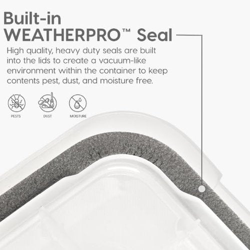 IRIS USA WeatherPro Storage Bins - 103 Qt BPA-Free Plastic Tote with Lids, Stackable & Nestable - Clear/Black (2 Pack)