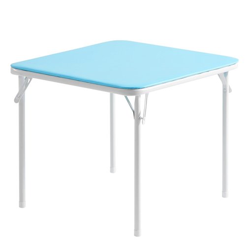 VECELO 24'' Kids Folding Activity Card Table, with Ultra Soft Padded Tabletop, 1 Piece, Blue & White