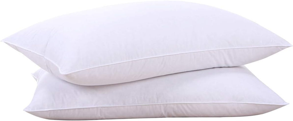 Puredown® Goose Feather & Down Pillows - 100% Cotton Cover, Set of 2 | Standard Size, Hotel Quality